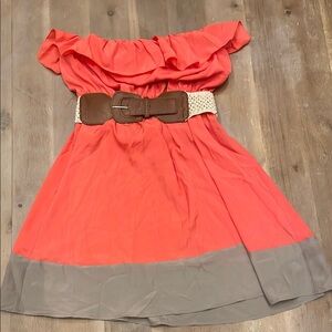 Chic Coral and Gray Strapless Dress Size M